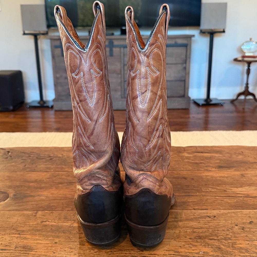 Texas Imperial Brown Golden Buckboard Vtg Handmade Leather Western Boots Size 10 - Picture 4 of 8